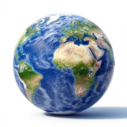 3 d render of earth, white background