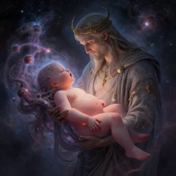a god giving birth to a new universe and then dissolving itself into it, in the style of wlop chad knight and leonid afremov, illustration, epic, fantasy, hyper detailed, smooth, unreal engine, sharp focus, ray tracing