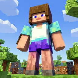 a giant anime girl in minecraft