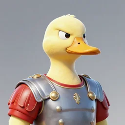 portrait of a angry roman dictator duck looking to the side wearing uniform with sword, flat art, award winning art, nft - style art, vivid colours, cartoon, clear, detailed