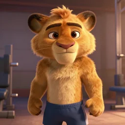 a film still from the movie zootopia main character portrait anthro anthropomorphic mountain lion head animal person fursona wearing gym shorts at the gym pixar disney dreamworks animation sharp rendered in unreal engine 5 octane key art by greg rutkowski bloom dramatic lighting modeling expert masterpiece render