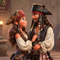 loving pirate couple. art by pixar