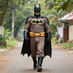 batman walking in typical kerala style clothing