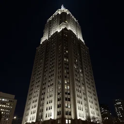 a very tall building lit up at night, a photo by richard wilson, featured on flickr, brutalism, nightscape, flickering light, chiaroscuro