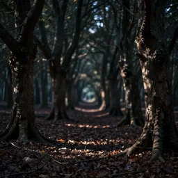 ancient forest, empty, dark theme, unfocused, hd, night, blurry