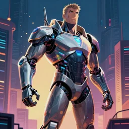 cyberpunk hercules as the leader of a futuristic communist nation, cybernetics, sharp lines, digital, artstation, colored in