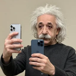 Albert Einstein take selfie with his new iPhone