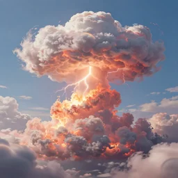 burning clouds, thunder, 4k, post-processing, very very detailed, artstation, cute