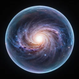 spiral galaxy in a bubble, octane render, HD, volumetric lighting, high details