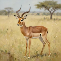 animal impala, oil painting