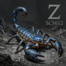 humanized version of the zodiac sign of the Scorpion, blue and gray colors, fantasy drawing, concept art, artstation winner, procreate, low energy, high contrast, dark background
