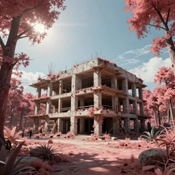 a beautiful very detailed render of nature sanctuary unfinished building by salvador dali, sunlight bioshock vaporwave fisheye infrared, archdaily, wallpaper, highly detailed, trending on artstation.