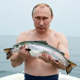 7 0 s movie still of putin in speedo, proudly holding a salmon, focus on eyes. cinestill 8 0 0 t _ 3 5 mm eastmancolor, heavy grain, high quality, high detail