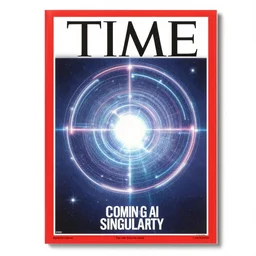 TIME magazine cover, the coming AI singularity, by Roger Dean