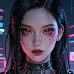 high detail of the face, android, killer - girl, 1 / 8 katsuya terada, style of cyberpunk, night, city,