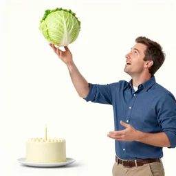 john oliver and a head of cabbage throwing a birthday party