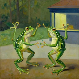 frogs dancing, grant wood, pj crook, edward hopper, oil on canvas