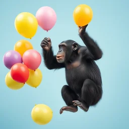 chimpanzee popping balloons