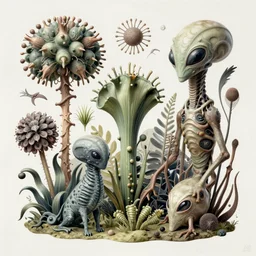 hyper - detailed matte illustration of alien flora and fauna by iris van herpen based on plate 6 1 of art forms in nature by ernst haeckel and zaha hadid