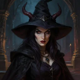 dungeons and dragons evil witch character closeup portrait, dramatic light, dungeon background, 2 0 0 mm focal length, painted by stanley lau, painted by greg rutkowski, painted by stanley artgerm, digital art, trending on artstation
