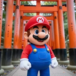 photo of super mario visiting fushimi inari shrine