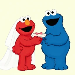 elmo and cookie monster getting married