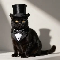 a black cat with a top hat and a tuxedo
