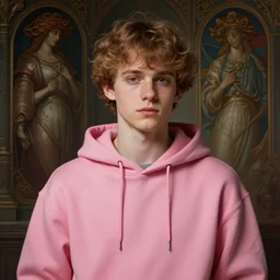 a preppy magic student boy wearing a pink hoodie, d & d, fantasy, intricate, cinematic lighting, highly detailed, digital painting, artstation, concept art, smooth, sharp focus, illustration, art by artgerm and greg rutkowski and alphonse mucha