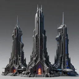3 d sculpt of a cyberpunk futurist architecture evil gothic tron warhmmer 4 0 k scifi tower inspired by the matrix, star wars, ilm, beeple, star citizen halo, mass effect, starship troopers, elysium, the expanse, high tech industrial, artstation unreal