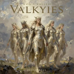 valkyries by boris vallejo julie bell, epic fantasy painting, soft details, album cover, HD