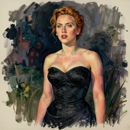 sketch of scarlet johansson by egon schiele