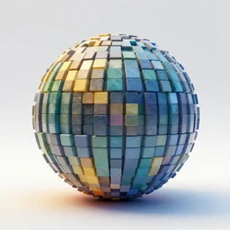 sphere made of blocks, retrowave