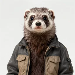 ferret furry man, digital art high quality, jacket