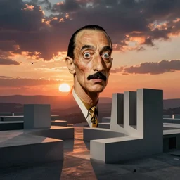 surreal otherland, dali. beksinski. escher. beeple sunset
