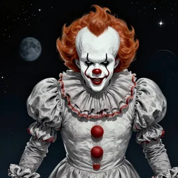 pennywise the dancing clown arriving on earth from space. art by tomasz alen kopera and glenn fabry.