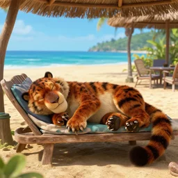 Tony the Tiger falling asleep in a bungalow on the beach, In the movie Jurassic Park