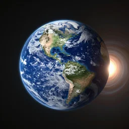 Digital art of a black hole absorbing the Earth, side view