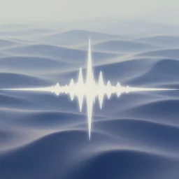 an ethereal audio wave winding across an undulating landscape, subtle, high detail, airbrush, chromatic abrasion