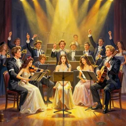 twice group in concert, painted by thomas kinkade
