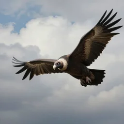 a realistic painting of a condor in a cloudy sky seen from far away, highly detailed, matte painting, fantasy art, beautiful landscape