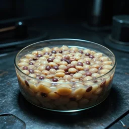 fractal sloppy beans aspic, cookbook photo, in 1 9 9 5, y 2 k cybercore, industrial low - light photography, still from a ridley scott movie