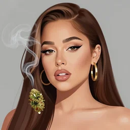 ariana grande portrait painting, matte paint vector art by sachin teng : 5 marijuana, dope, smoke, hard edges, white and pink, leaf green, geometric shapes, fisheye lens, sexy, by sachin teng : 6