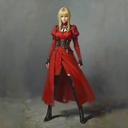 Full length portrait painting of Lyse from Final Fantasy XIV, the lady in red, by Richard Schmid and Jeremy Lipking