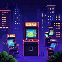 city night, arcade, videogame, pixel art, high detail, 1 6 bits, 2 d, sprite