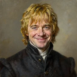 tywin lannister with jim carrey face smiling portrait painting