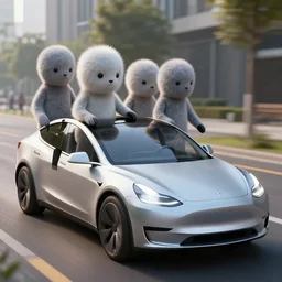 carro movido a seres humanos, by tesla, unreal engine 5