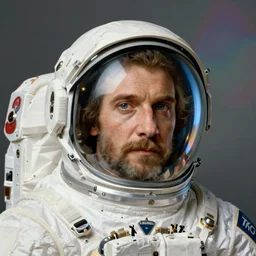 close - up portrait of an astronaut. hyperdetailed thomas kinkade canaletto renaissance painting pre - raphaelitism retro unreal engine iridescent matte background 8 k resolution