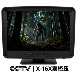 cctv camera view, in night forest with horror creature, documentary files, top secret, x - files