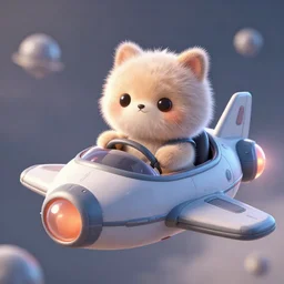 a fuzzy animal character piloting a spaceship, 3 d animation style
