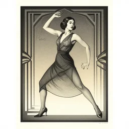 ( ( strong dither ) ), full body portrait of a woman like reol, dynamic pose, modern art deco, ( ( mads berg ) ), christopher balaskas, dynamic composition, editorial illustration, detailed, matte print, halftone, victo ngai, rich, muted color, wide angle, lomography, risograph gradient, volumetric